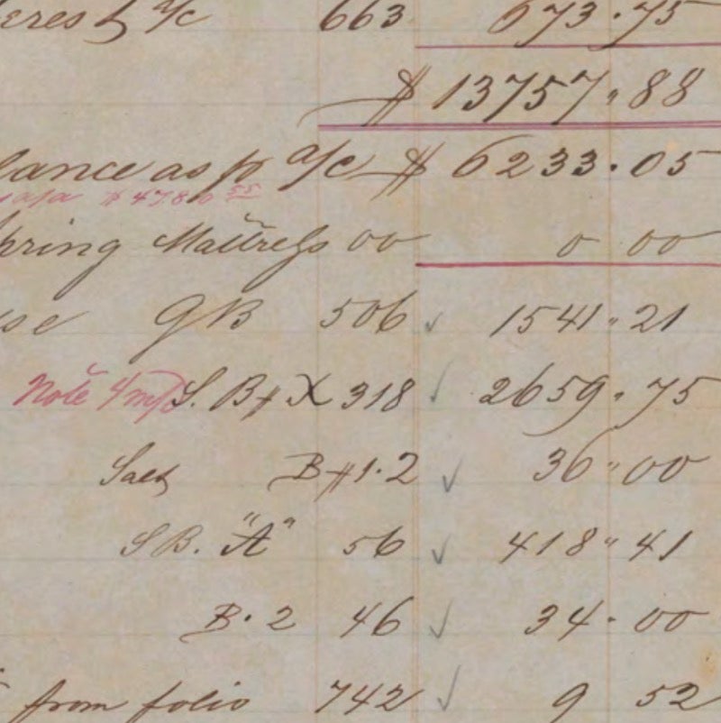 Page from William Marsh Rice Business Ledger