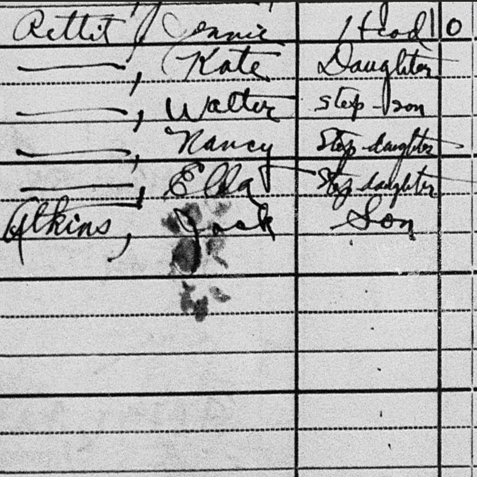 Screen Capture of Jennie Pettit in US Census of 1920